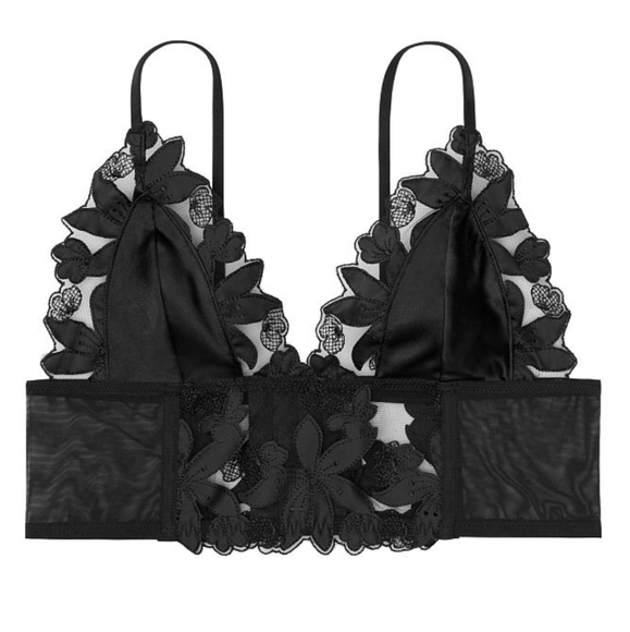 LUXE LINGERIE Unlined Floral Embroidered Long Line - Picture 3 of 5